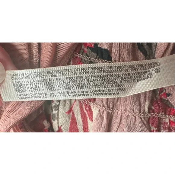 Free People Sz M Wild Daze Floral Bodysuit Square‎ Neck Bishop Sleeve Smocked - Picture 10 of 11